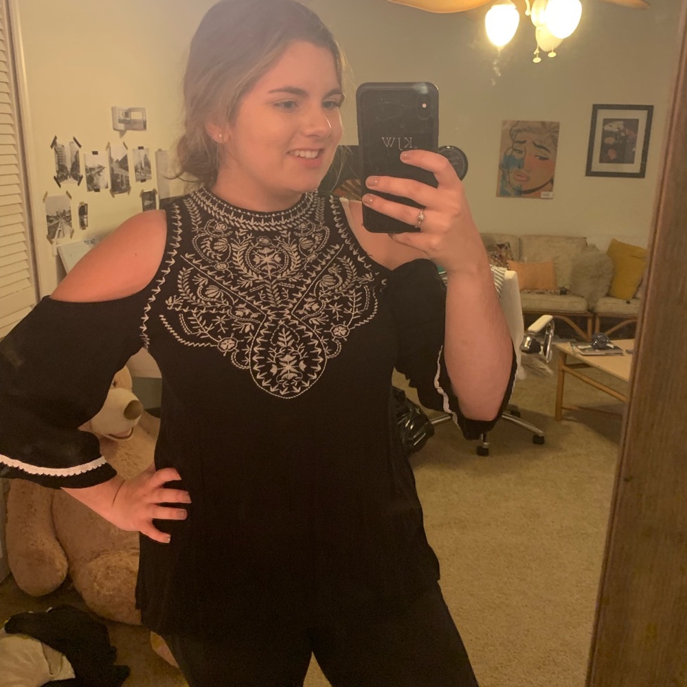 Embroidered high neck top